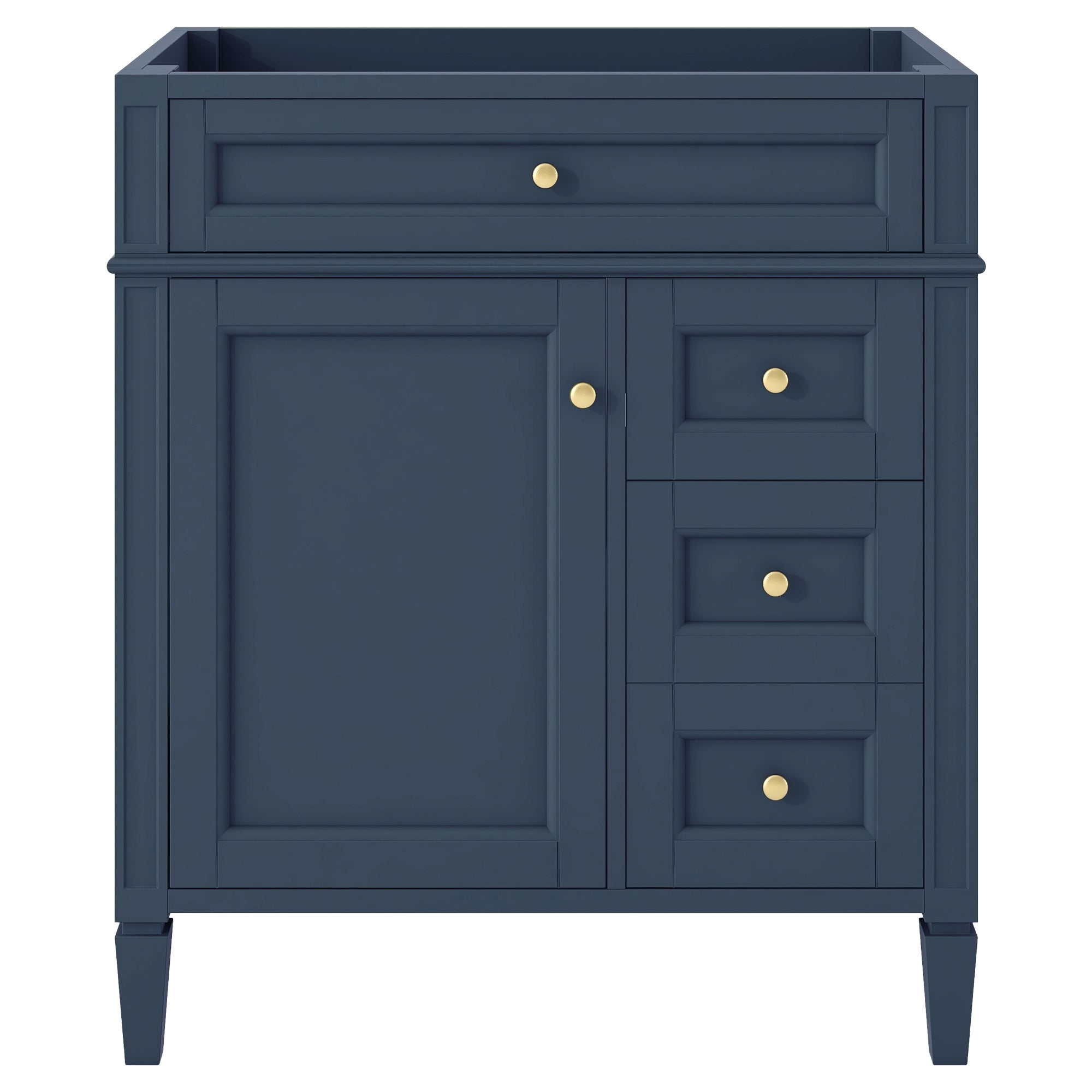 VanityFus 29.3-in Blue Bathroom Vanity Undermount 1 Soft Close Door 3 Drawers without Top Adjustable Shelves